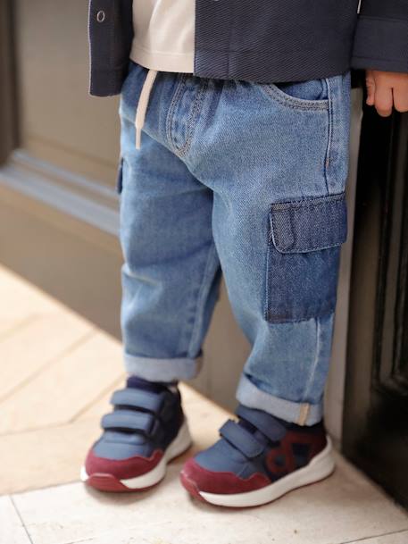 Sneakers met klittenband voor jongens marineblauw+veel blauw - vertbaudet enfant 