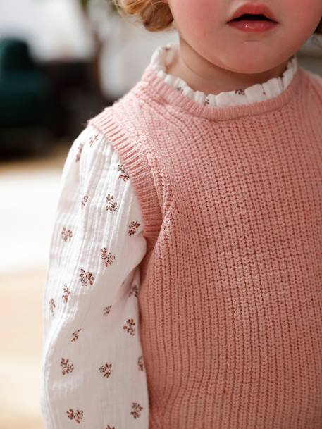 2-in-1 trui baby ecru+hemelsblauw+roze (poederkleur) - vertbaudet enfant 