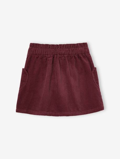 Fluwelen rok met zakjes hartjes antraciet+groenblauw+kameel+zachtpaars - vertbaudet enfant 