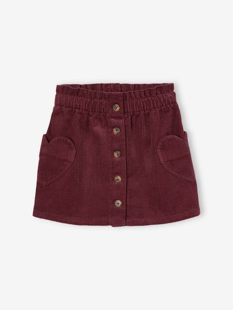 Fluwelen rok met zakjes hartjes antraciet+groenblauw+kameel+zachtpaars - vertbaudet enfant 