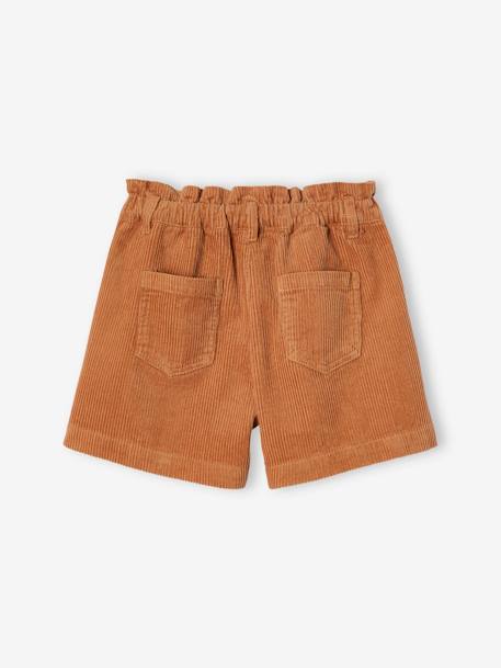 Fluwelen short met paperbag-vorm meisjes chocoladebruin+grijs+groenblauw+kameel+kaneel+zachtpaars - vertbaudet enfant 