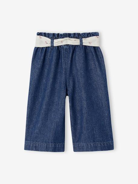 Wijde babyjeans met knoopriem ongewassen denim+stone - vertbaudet enfant 