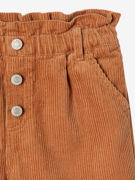 Fluwelen short met paperbag-vorm meisjes chocoladebruin+grijs+groenblauw+kameel+kaneel+zachtpaars - vertbaudet enfant 