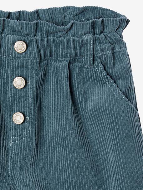 Fluwelen short met paperbag-vorm meisjes chocoladebruin+grijs+groenblauw+kameel+kaneel+zachtpaars - vertbaudet enfant 