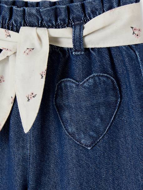 Wijde babyjeans met knoopriem ongewassen denim+stone - vertbaudet enfant 