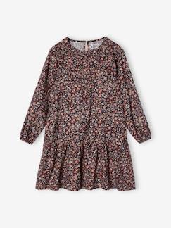 - Jurk met ruche met bloemetjesmotief