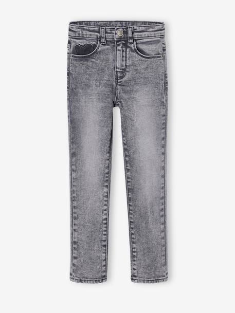 Slim meisjesjeans smal denimgrijs+donkerblauw+gebleekt denim+grijs+middenblauw - vertbaudet enfant 