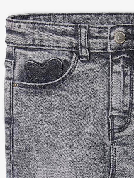Slim meisjesjeans smal denimgrijs+donkerblauw+gebleekt denim+grijs+middenblauw - vertbaudet enfant 