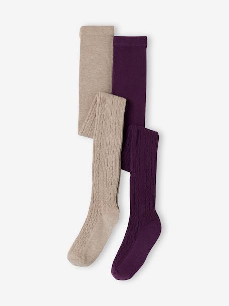 Set van 2 gebreide maillots voor meisjes aubergine+rouge - vertbaudet enfant 