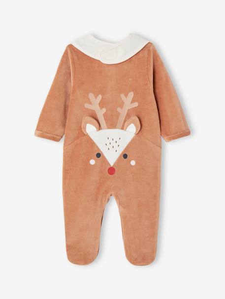 Kerstset Rendier pyjama + slabbetje voor baby's pecannoot - vertbaudet enfant 