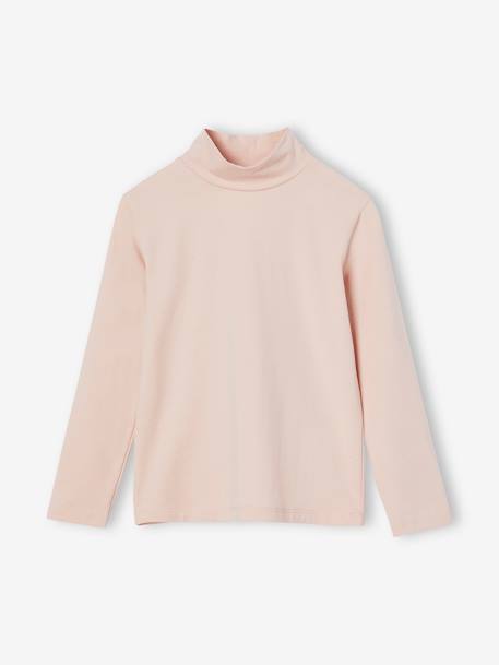 Set van 3 T-shirts BASICS met opstaande kraag voor meisjes rozenhout+zachtpaars - vertbaudet enfant 