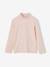 Set van 3 T-shirts BASICS met opstaande kraag voor meisjes rozenhout+zachtpaars - vertbaudet enfant 