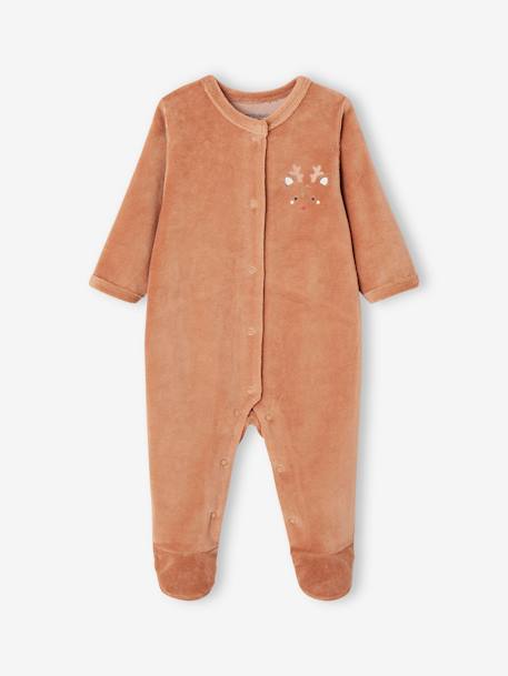 Kerstset Rendier pyjama + slabbetje voor baby's pecannoot - vertbaudet enfant 