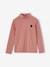 Set van 3 T-shirts BASICS met opstaande kraag voor meisjes rozenhout+zachtpaars - vertbaudet enfant 
