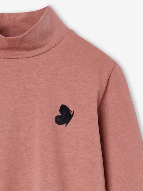 Set van 3 T-shirts BASICS met opstaande kraag voor meisjes rozenhout+zachtpaars - vertbaudet enfant 