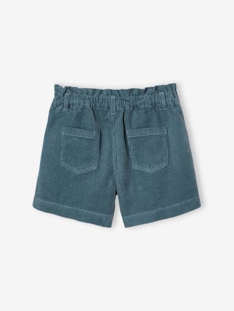 Fluwelen short met paperbag-vorm meisjes chocoladebruin+grijs+groenblauw+kameel+kaneel+zachtpaars - vertbaudet enfant 