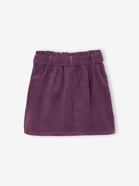 Paperbag-rok van ribfluweel olijf+pruim - vertbaudet enfant 
