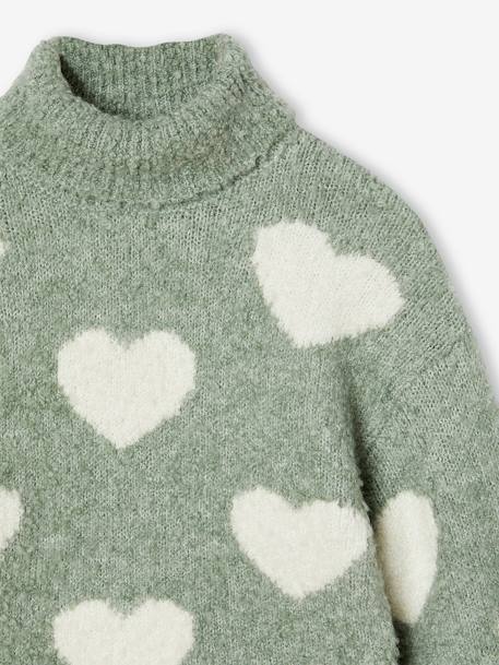 Gebreide maxi coltrui voor meisjes groengrijs+rozen - vertbaudet enfant 