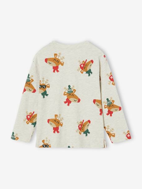 Kerstshirt met leuke rendiermotiefjes voor jongens gemêleerd wit - vertbaudet enfant 