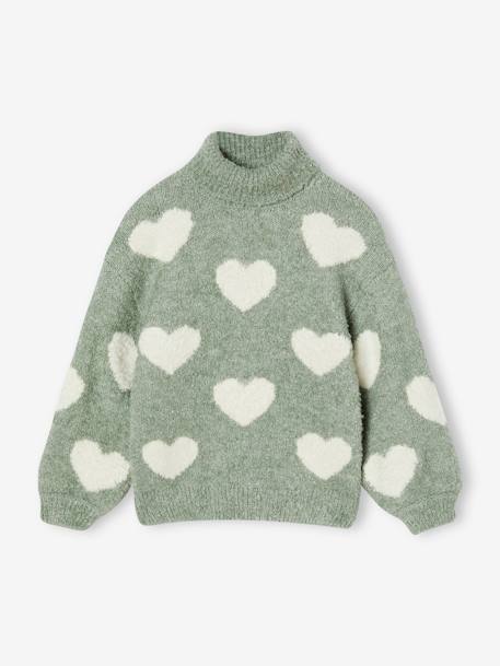 Gebreide maxi coltrui voor meisjes groengrijs+rozen - vertbaudet enfant 