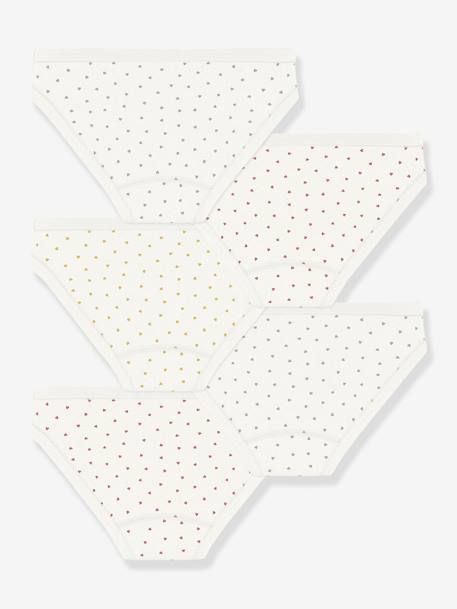 Set met 5 slipjes met kleine hartjes PETIT BATEAU wit, bedrukt - vertbaudet enfant 