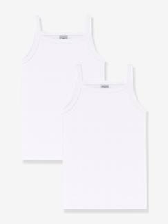 Meisje-Set van 2 witte hemdjes met bandjes Petit Bateau