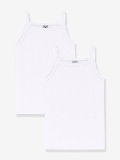Set van 2 witte hemdjes met bandjes Petit Bateau wit - vertbaudet enfant 