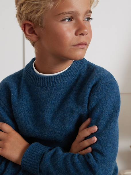 Trui voor jongens van hoofdzakelijk wol CYRILLUS blauw+groen - vertbaudet enfant 