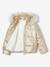 Donsjack met capuchon voor meisjes met fleece voering antraciet+goud+roze (poederkleur) - vertbaudet enfant 