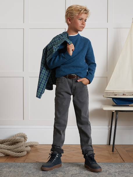 Trui voor jongens van hoofdzakelijk wol CYRILLUS blauw+groen - vertbaudet enfant 