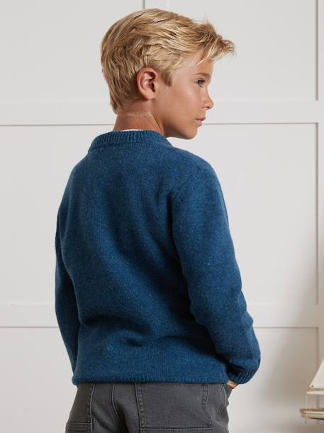 Trui voor jongens van hoofdzakelijk wol CYRILLUS blauw+groen - vertbaudet enfant 