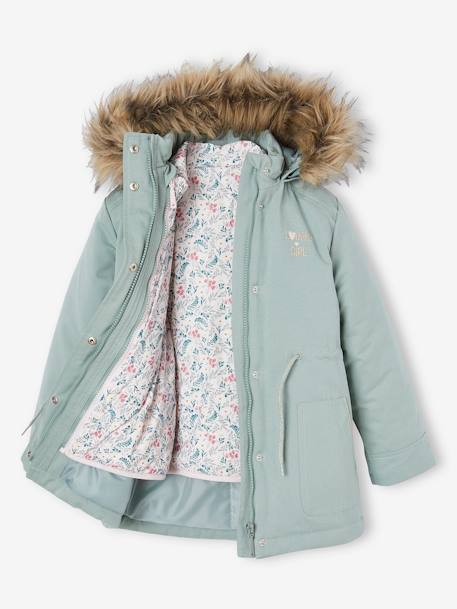 3-in-1 parka met capuchon meisje DARK GREEN+groengrijs+kaki+PURPLE DARK+salie+zwart - vertbaudet enfant 