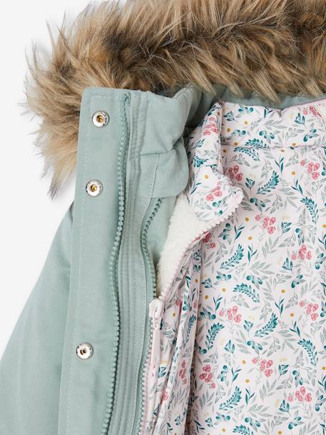 3-in-1 parka met capuchon meisje DARK GREEN+groengrijs+kaki+PURPLE DARK+salie+zwart - vertbaudet enfant 