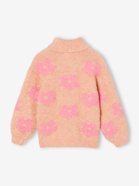 Gebreide maxi coltrui voor meisjes groengrijs+rozen - vertbaudet enfant 