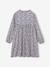 Jurk met all-over motief met knoopsluiting aan de voorkant indigoblauw+marineblauw+oudroze+saliegroen+vanille - vertbaudet enfant 