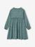 Jurk met all-over motief met knoopsluiting aan de voorkant indigoblauw+marineblauw+oudroze+saliegroen+vanille - vertbaudet enfant 