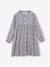 Jurk met all-over motief met knoopsluiting aan de voorkant indigoblauw+marineblauw+oudroze+saliegroen+vanille - vertbaudet enfant 