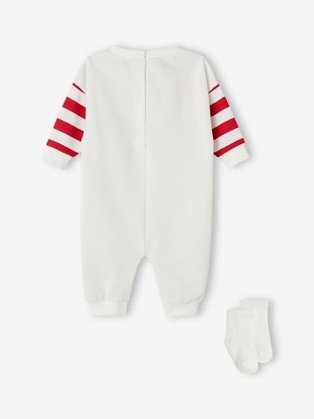 Kerstset pyjama rendier + sokken voor baby's ecru - vertbaudet enfant 