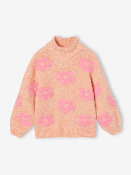 Gebreide maxi coltrui voor meisjes groengrijs+rozen - vertbaudet enfant 