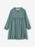 Jurk met all-over motief met knoopsluiting aan de voorkant indigoblauw+marineblauw+oudroze+saliegroen+vanille - vertbaudet enfant 