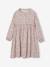 Jurk met all-over motief met knoopsluiting aan de voorkant indigoblauw+marineblauw+oudroze+saliegroen+vanille - vertbaudet enfant 