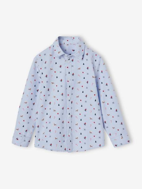 Set voor de kerst met beprint jongensoverhemd en vlinderstrik chambrayblauw - vertbaudet enfant 