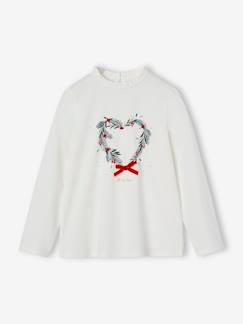 -Kerstshirt met kroon en hartje met glitterdetails voor meisjes