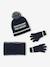 Jongensset muts + snood + handschoenen marineblauw - vertbaudet enfant 