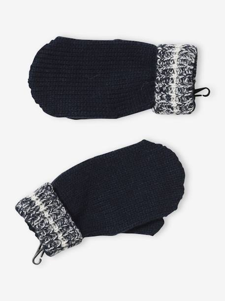 Set jongens muts + snood + handschoenen in colorblock nachtblauw - vertbaudet enfant 