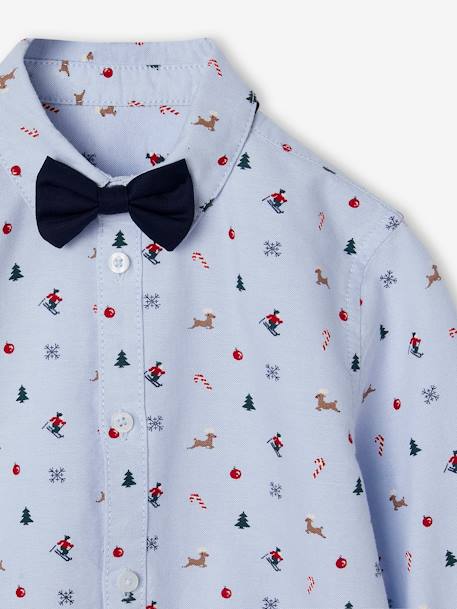 Set voor de kerst met beprint jongensoverhemd en vlinderstrik chambrayblauw - vertbaudet enfant 