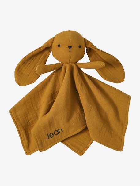 Knuffel van katoengaas met koffertje blauw+okergeel - vertbaudet enfant 
