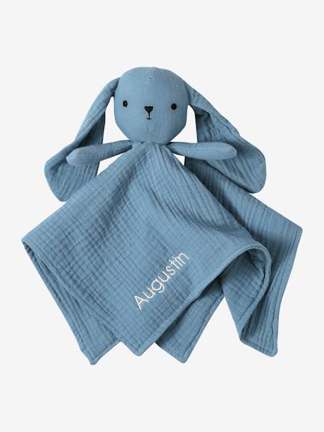 Knuffel van katoengaas met koffertje blauw+okergeel - vertbaudet enfant 