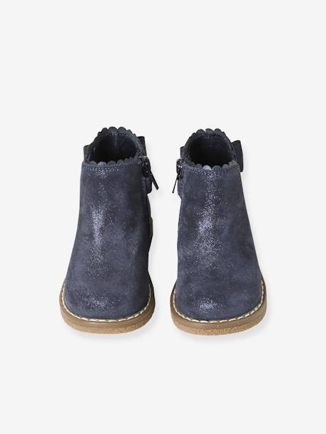 Elastische leren laarsjes voor meisjesbaby's beige, bedrukt+bordeauxrood+CAMEL+marineblauw+zwart - vertbaudet enfant 