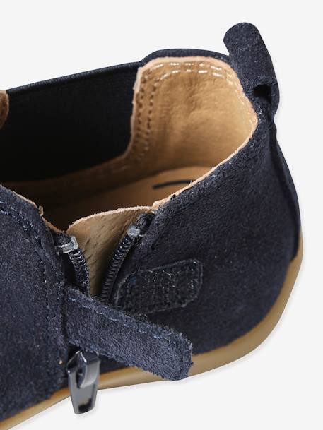 Soepel leren laarzen met rits en elastiek beige+kameel+marineblauw - vertbaudet enfant 